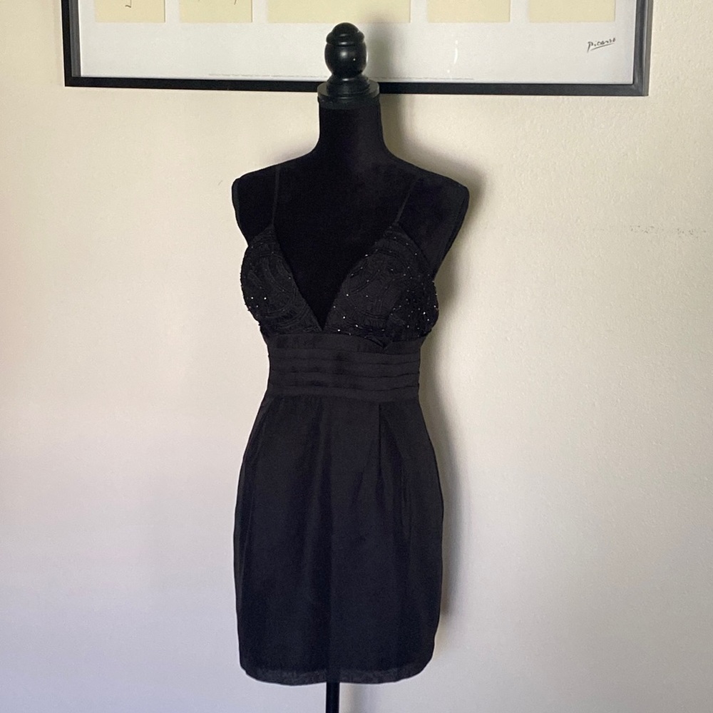 Free People v neck beaded mini dress black - Picture 3 of 12